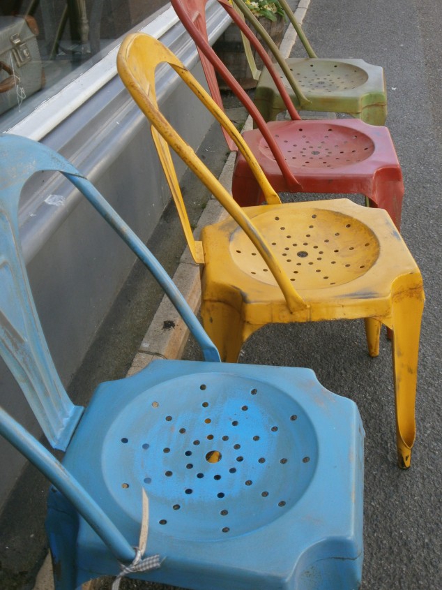 Paintbox inspired chairs outside Susie Cole 