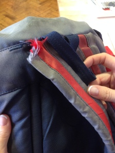 backpack being mended at Corsham Repair Cafe via secondhandytales.wordpress.com
